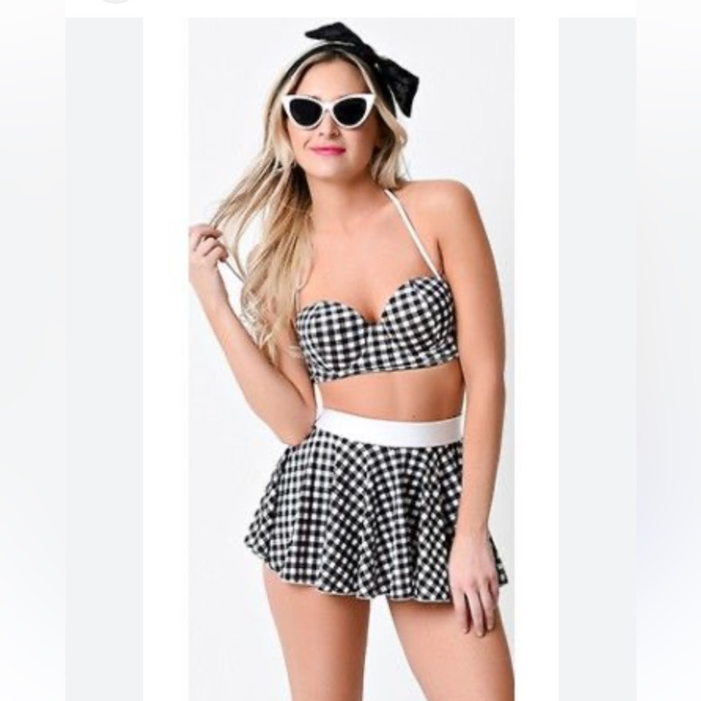 Bettie Page Live for the Weekend Gingham Bikini; Size 16